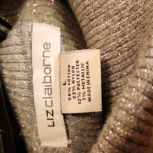 Liz Claiborne Ladies Silver Shimmer Ribbed Turtleneck-SZL - Picture 2 of 3